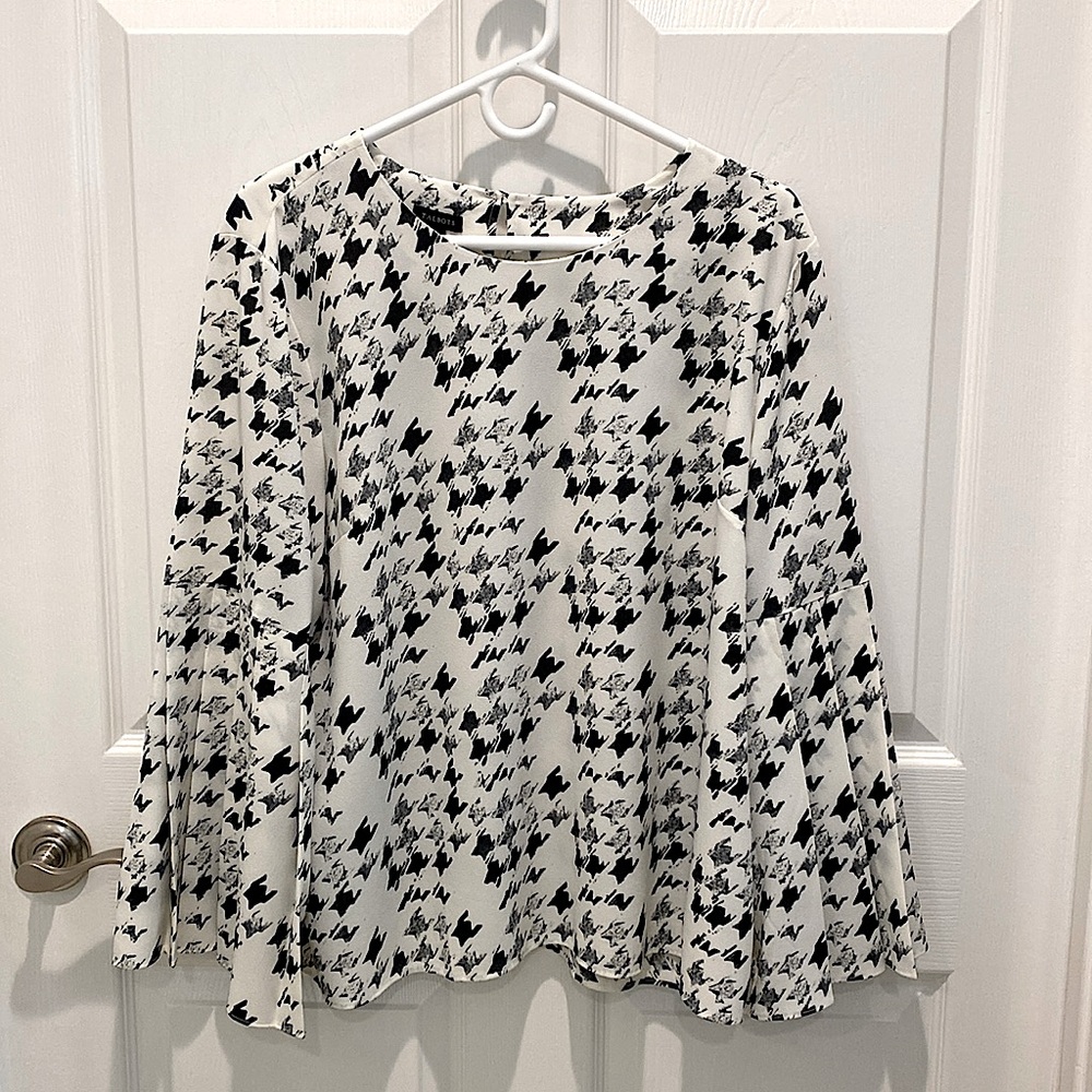 Talbots Pleated Bell Sleeve Blouse